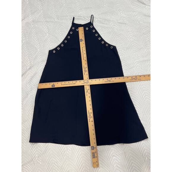 Lumiére Navy Mini Dress, Silver Grommet Halter, Size M, Cocktail Party - Picture 8 of 9